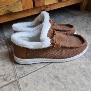 Corduroy Faux Fur Lined Slip-on Shoes Women's Size 8